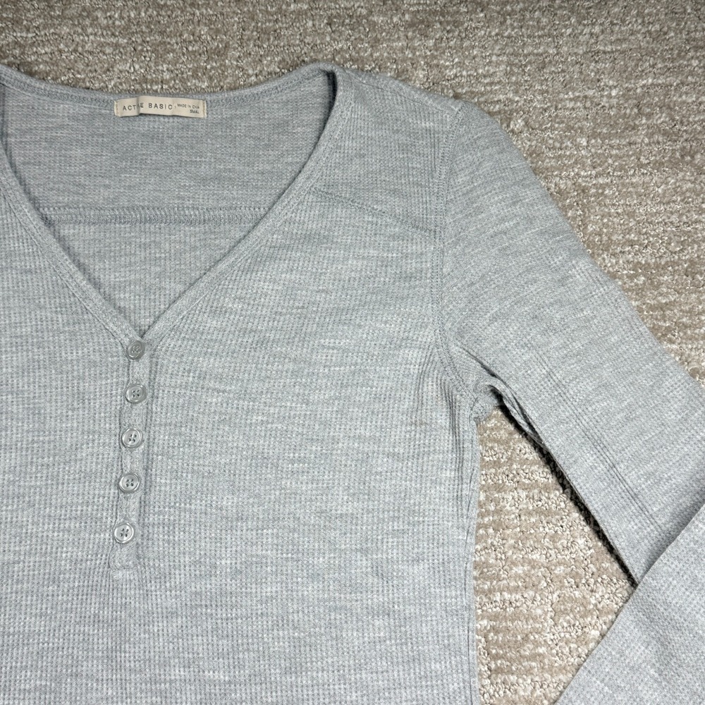Active Basic Waffle Knit Henley Tops Women Small Lot 3 Long Sleeve Thermal Shirt - Picture 4 of 14